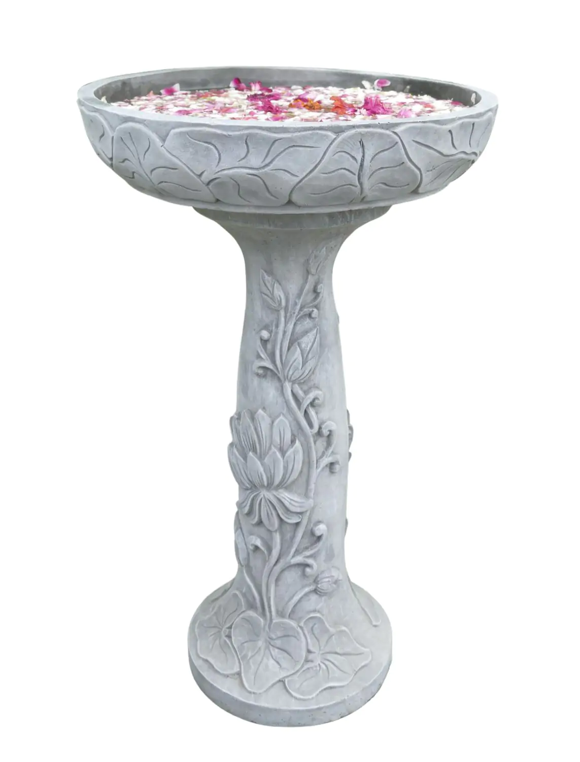  Product image 2 of the product “Set Ayutthaya – Bird Bath | 81 cm Height, Ø Bowl 50 cm | Casted Stone ”